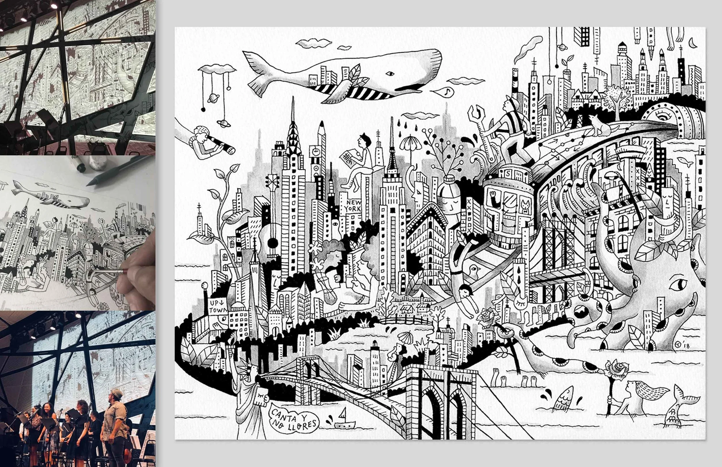 "Such Strange Gravity" Program Cover and Stage Backdrop Illustration