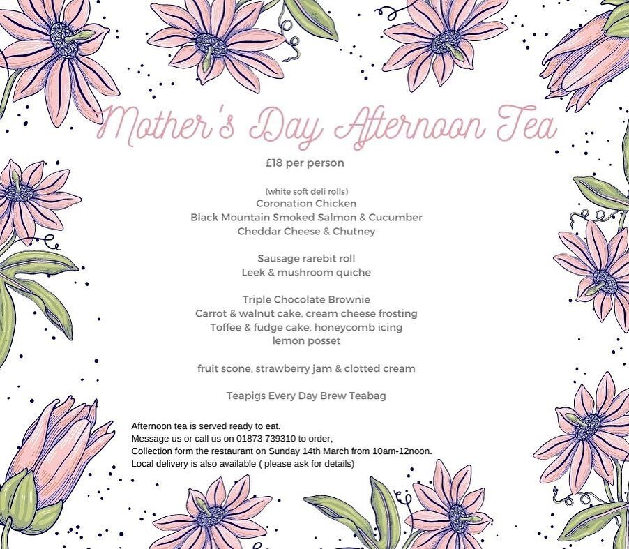Mother&rsquo;s Day is just around the corner! And why not celebrate with Afternoon Tea! 

If you live away but your mum lives local to Abergavenny we are also offering local delivery! 

#mothersday #aftetnoontea #thegaffatyourgaff #treats #abergavenn