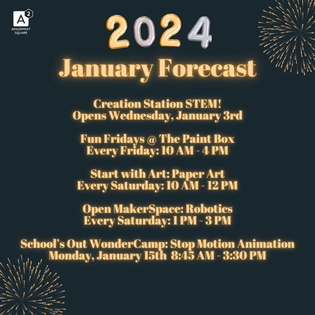 We are so excited for all the amazing things we have planned for 2024! Join us in January for a variety of programs, a WonderCamp Day Camp, and so much more! 

Click the link in our bio to view our January Forecast to learn more about everything taki
