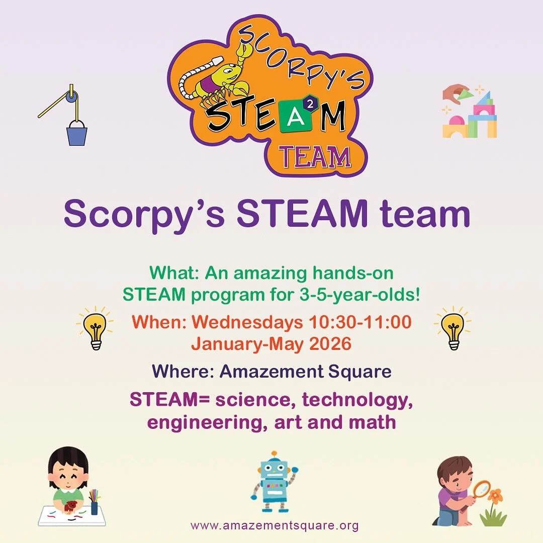 💥 NEW Program Alert! Explore Science, Technology, Engineering, Art, and Math through stories and interactive experiments, challenges, and projects. This Wednesday from 10:30am to 11am, read the book Robots, Robots, Everywhere and explore your sense 