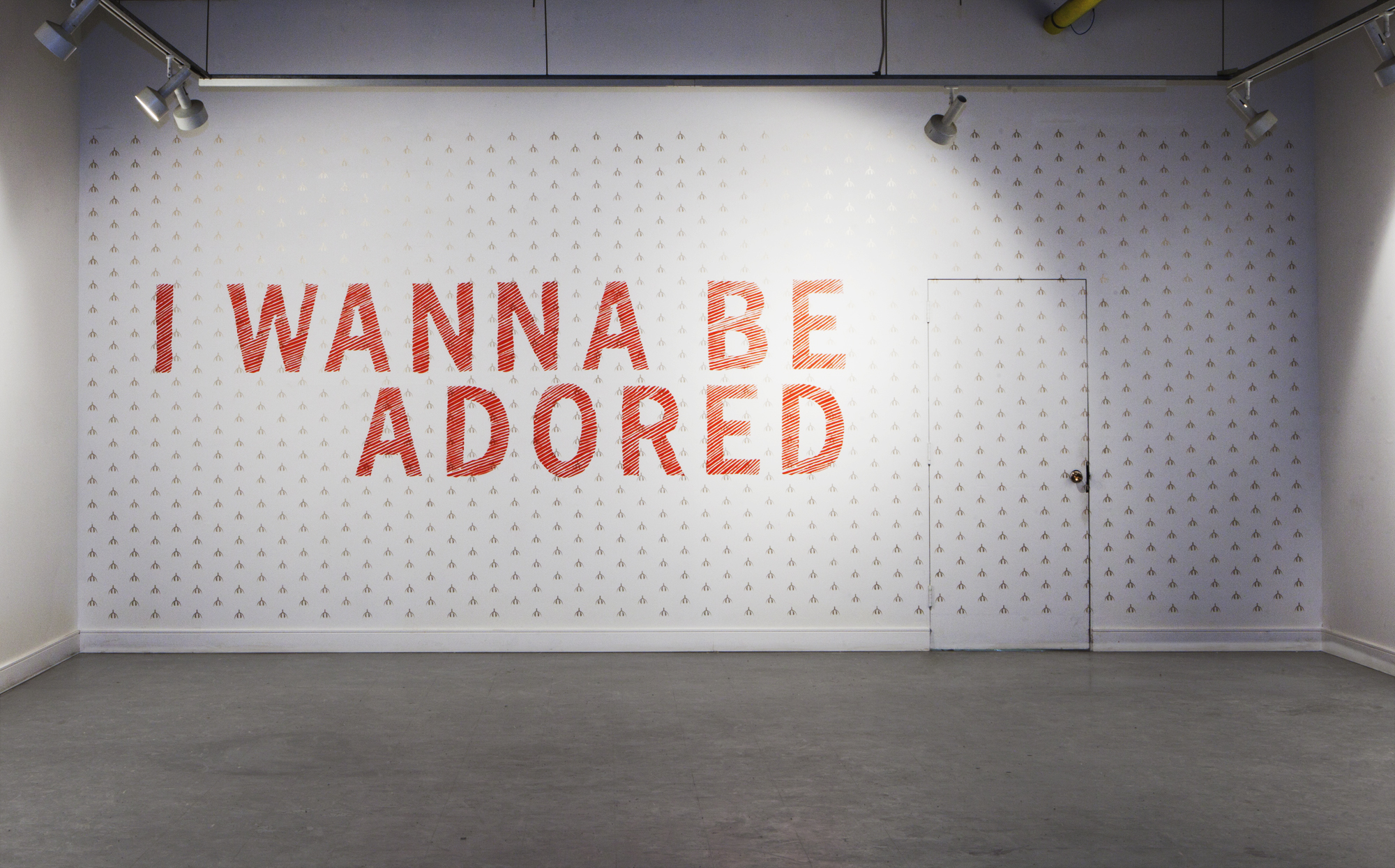  Site specific installation at  Definitely Superior Gallery   I WANNA BE ADORED, 2014  Gold, Red Acrylic 23 x 9 feet 