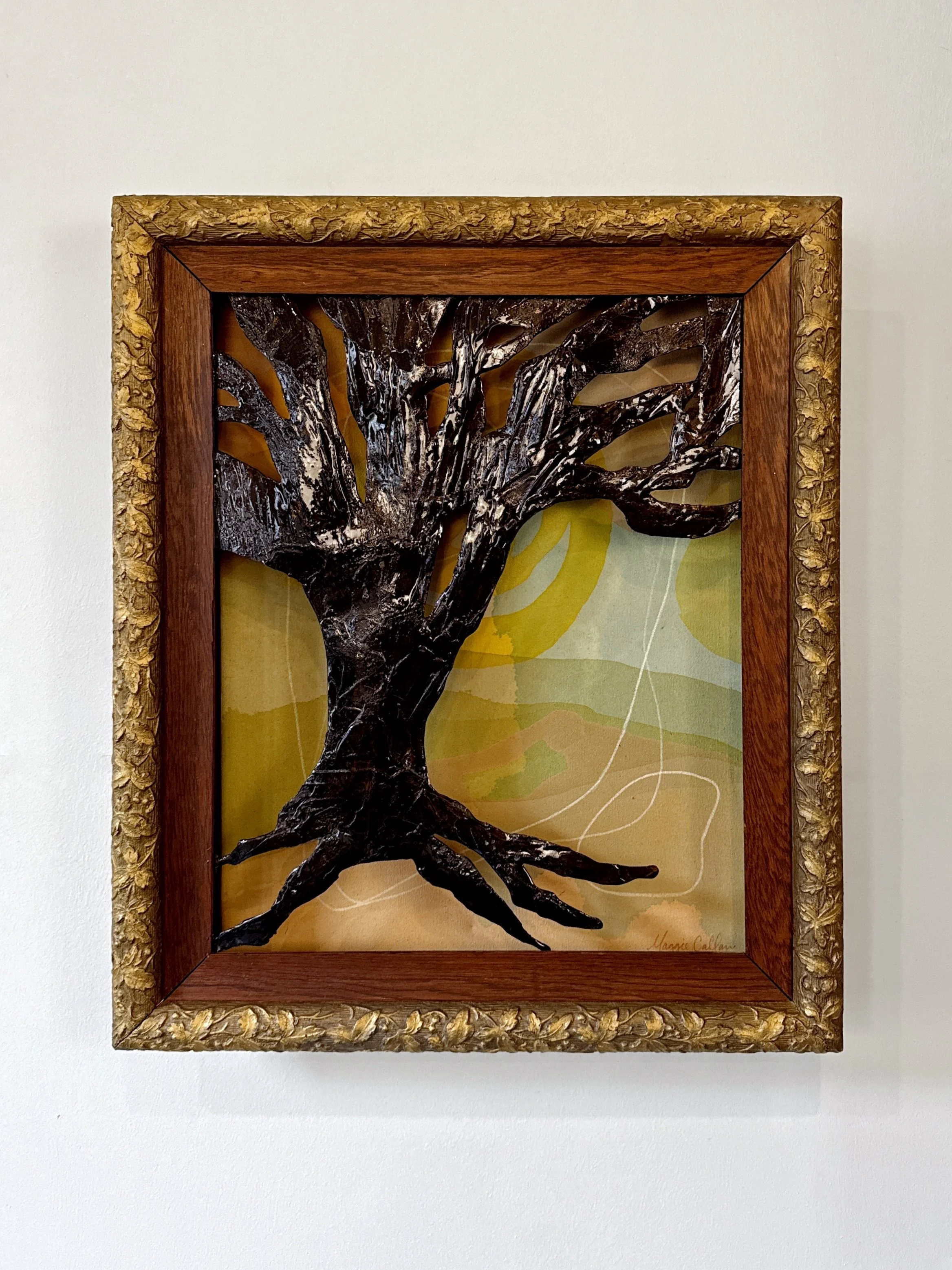 Original 3D mixed media artwork by Maggie Callan. Acrylic paint on canvas with resin-coated paper.