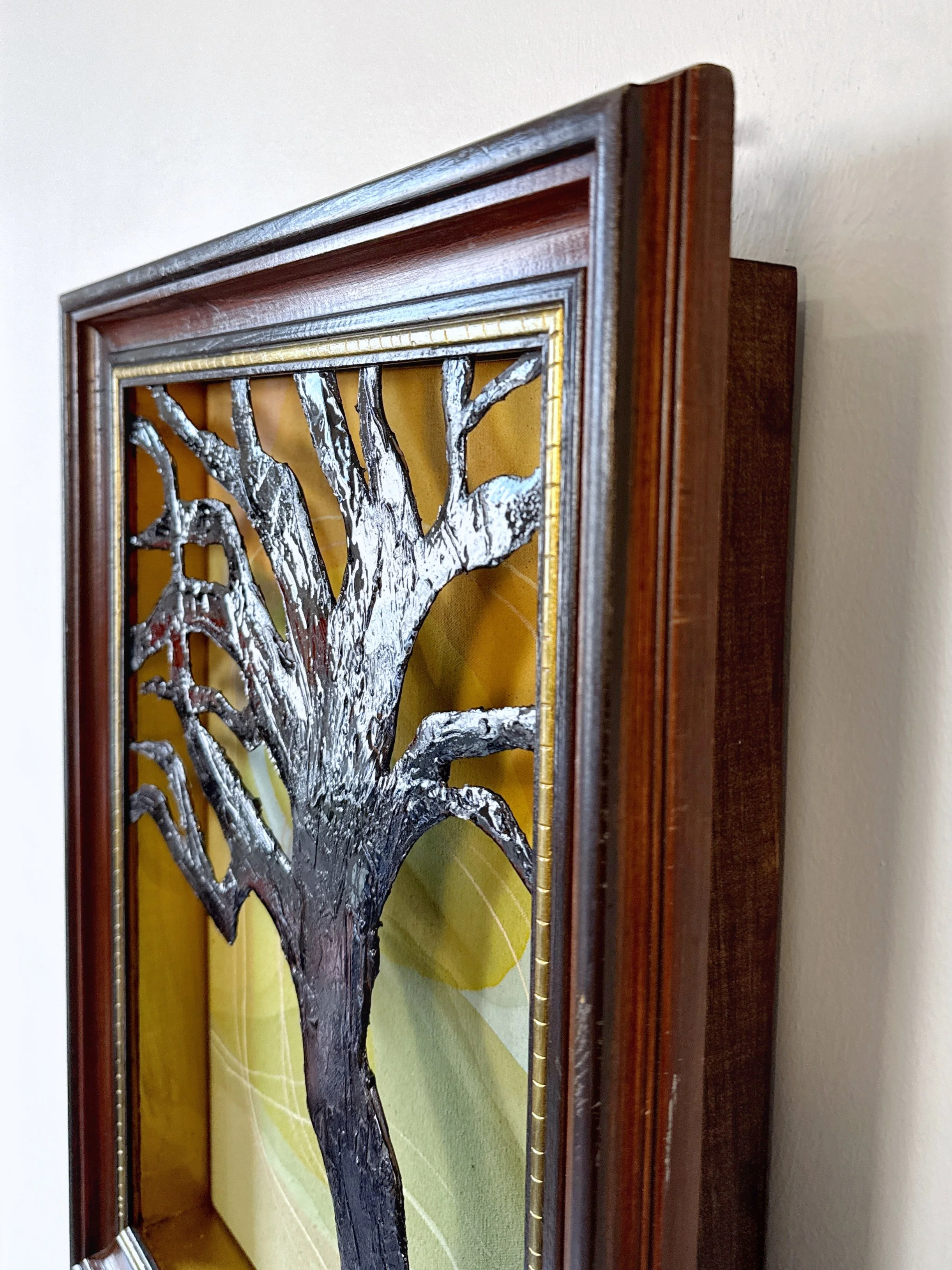 Original 3D mixed media artwork by Maggie Callan. Acrylic paint on canvas with resin-coated paper.