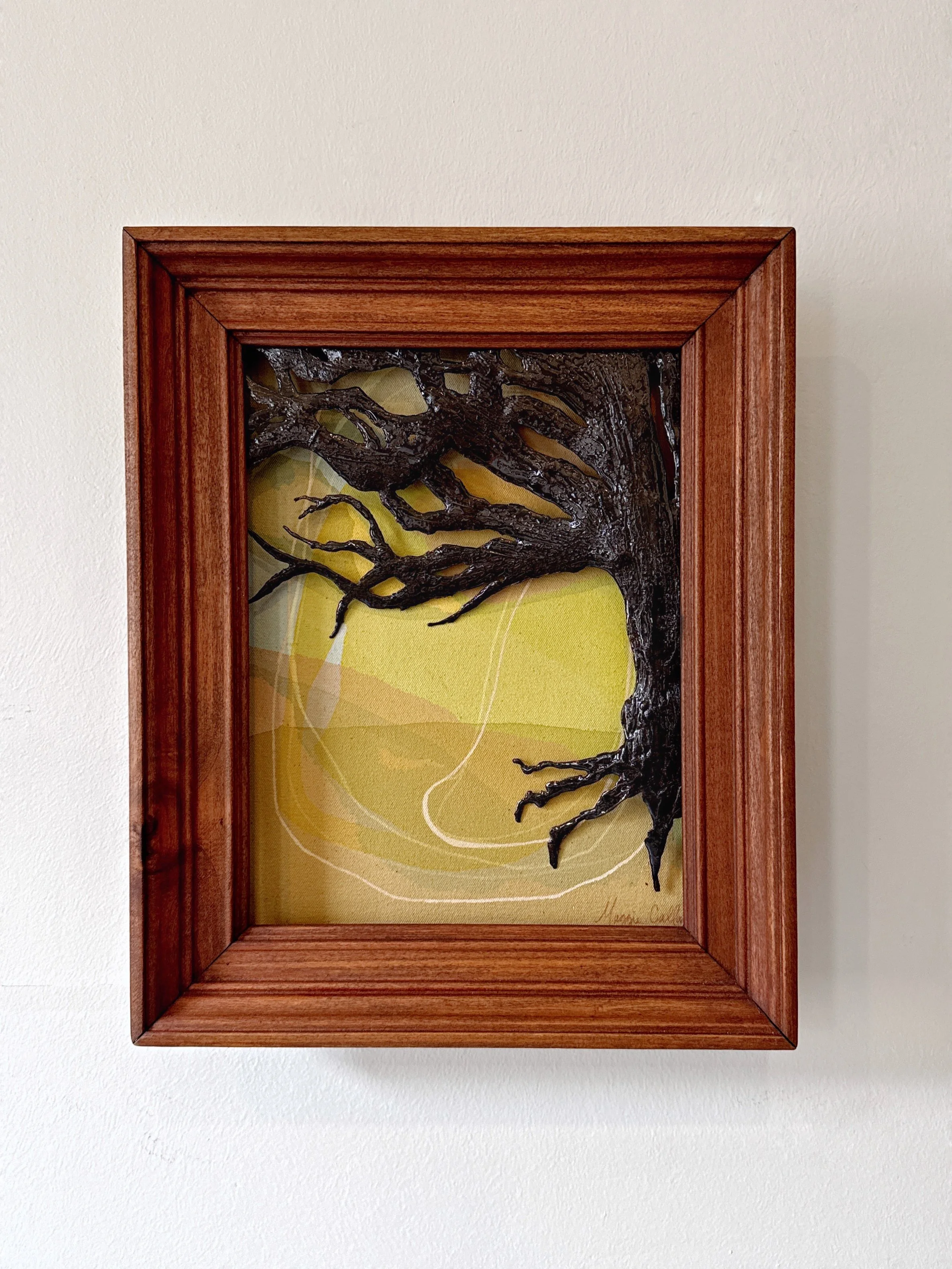 Original 3D mixed media artwork by Maggie Callan. Acrylic paint on canvas with resin-coated paper.