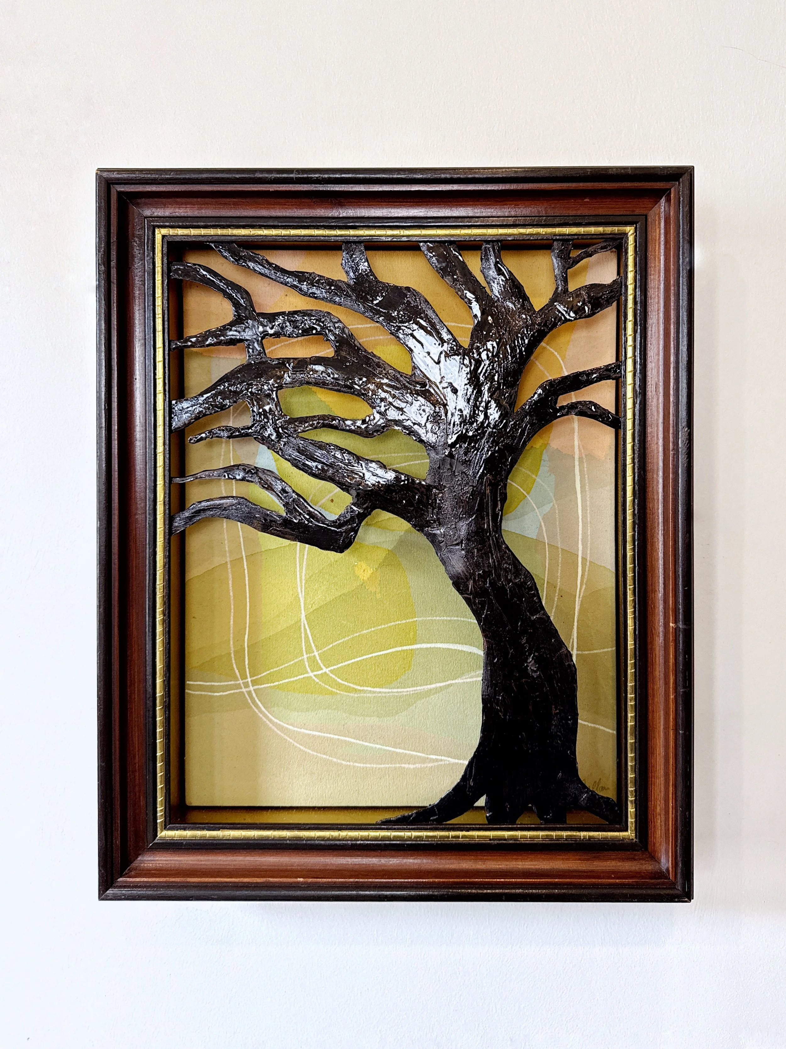 Original 3D mixed media artwork by Maggie Callan. Acrylic paint on canvas with resin-coated paper.