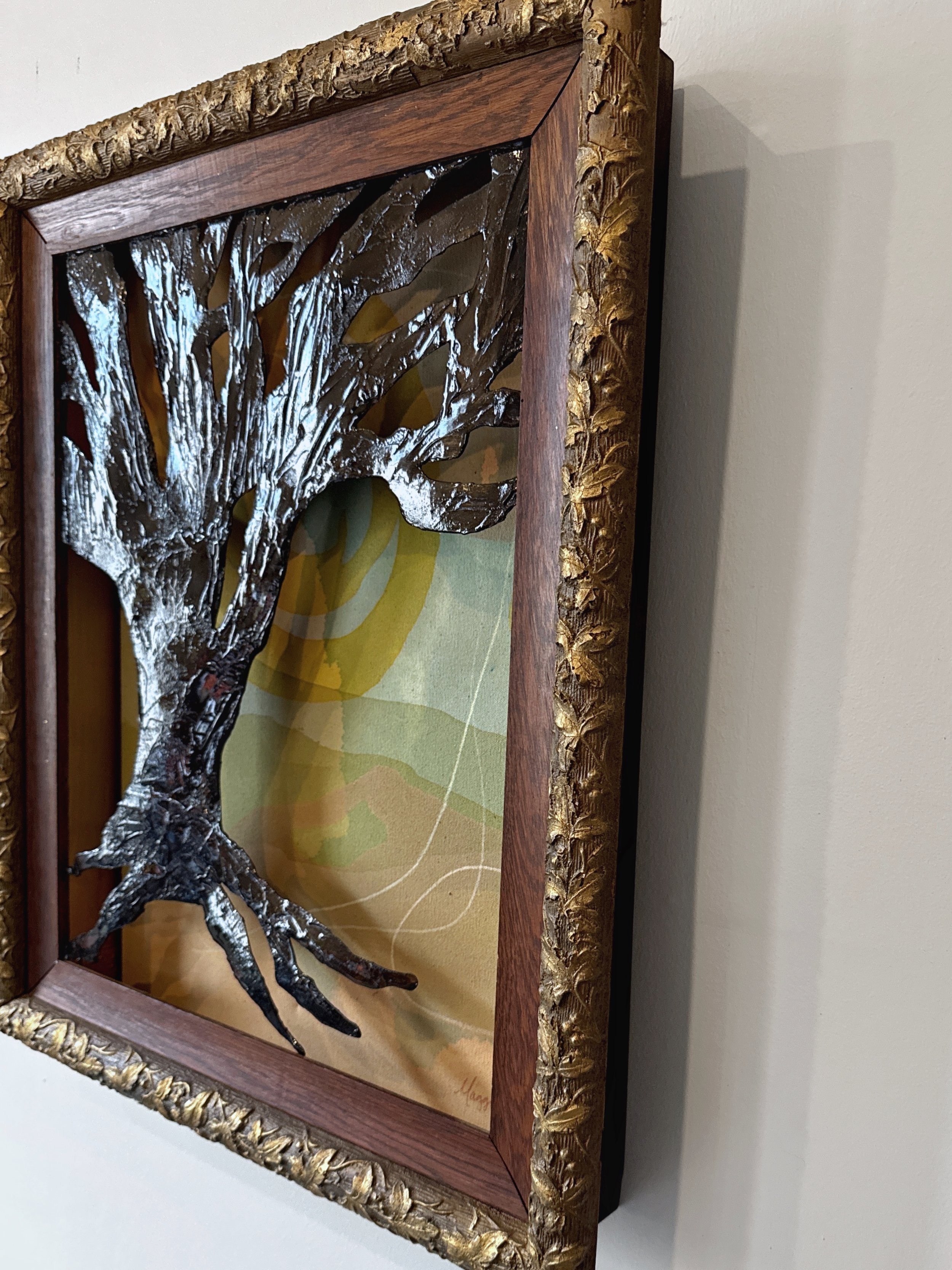 Original 3D mixed media artwork by Maggie Callan. Acrylic paint on canvas with resin-coated paper.