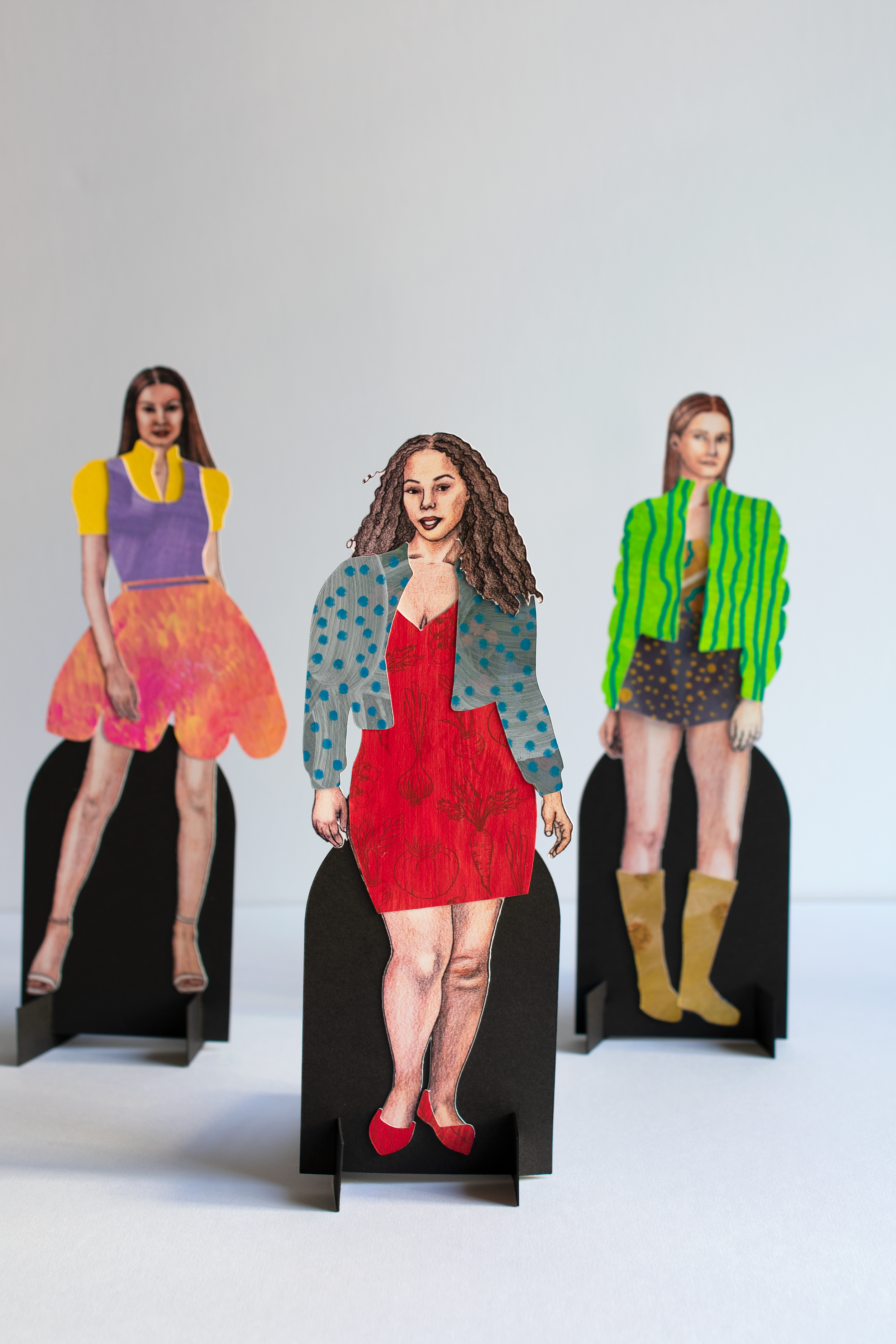 Monthly Heroine paper doll series by New Orleans mixed media artist Maggie Callan