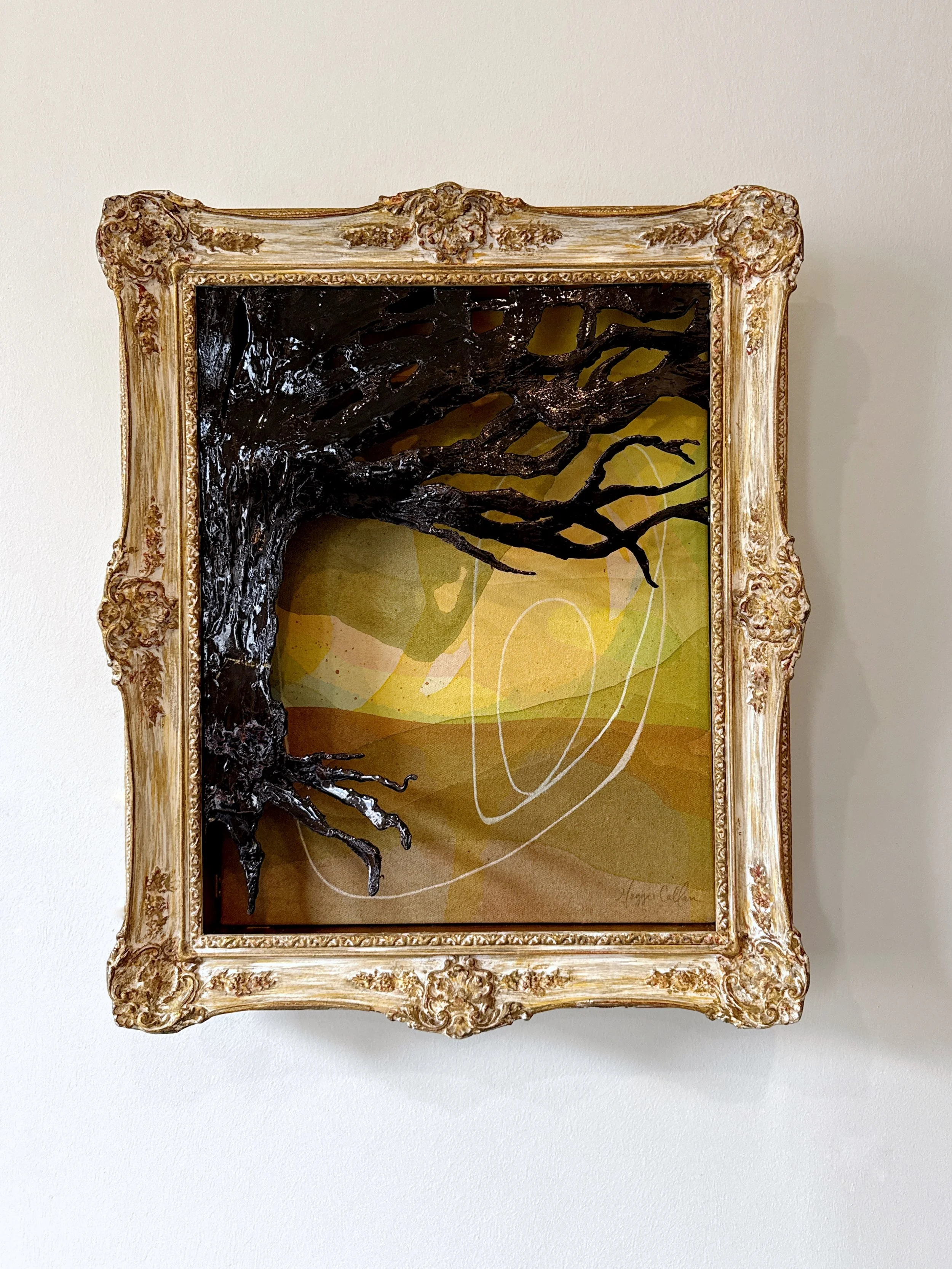 Original 3D mixed media artwork by Maggie Callan. Acrylic paint on canvas with resin-coated paper.