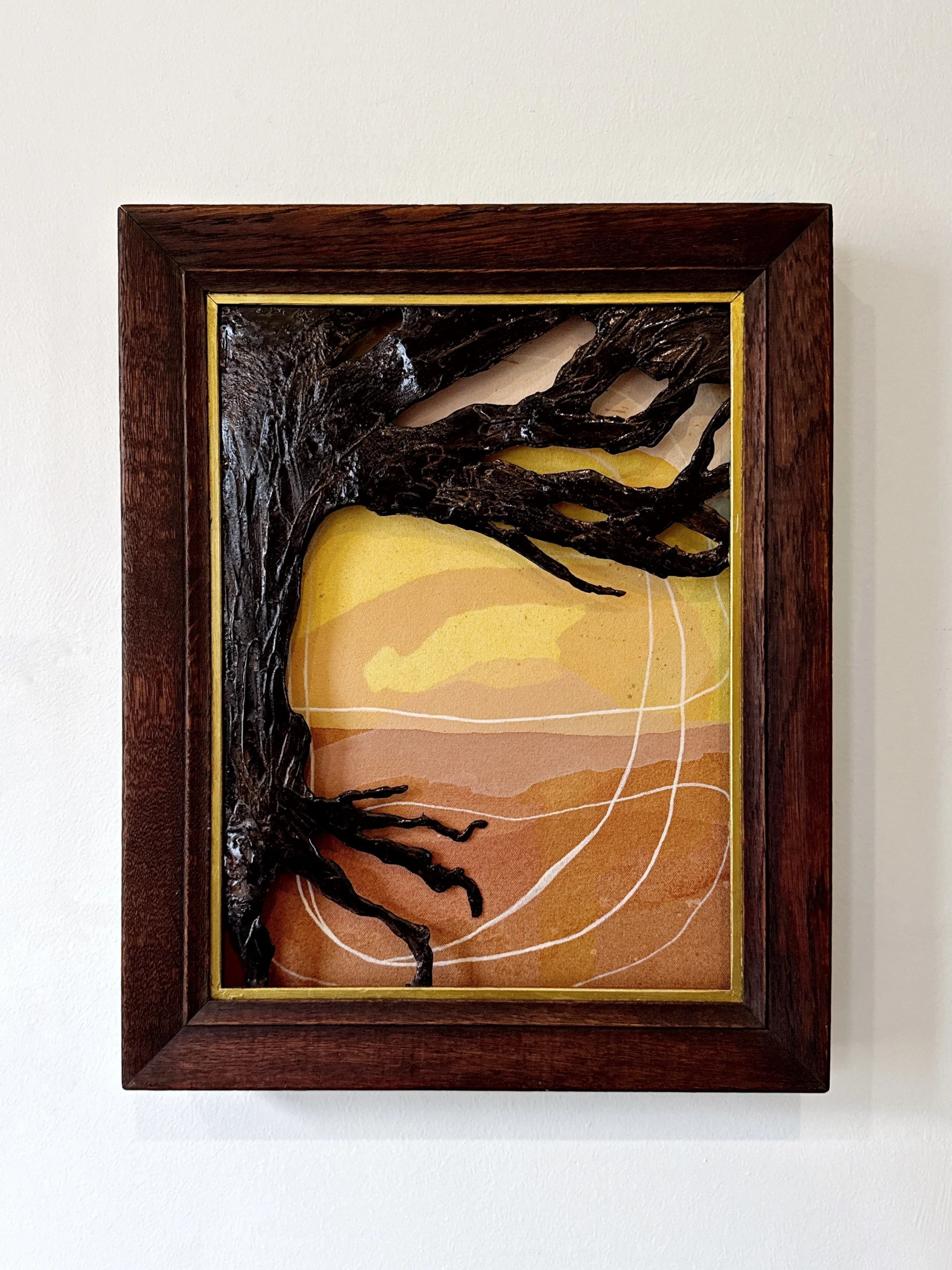 Original 3D mixed media artwork by Maggie Callan. Acrylic paint on canvas with resin-coated paper.