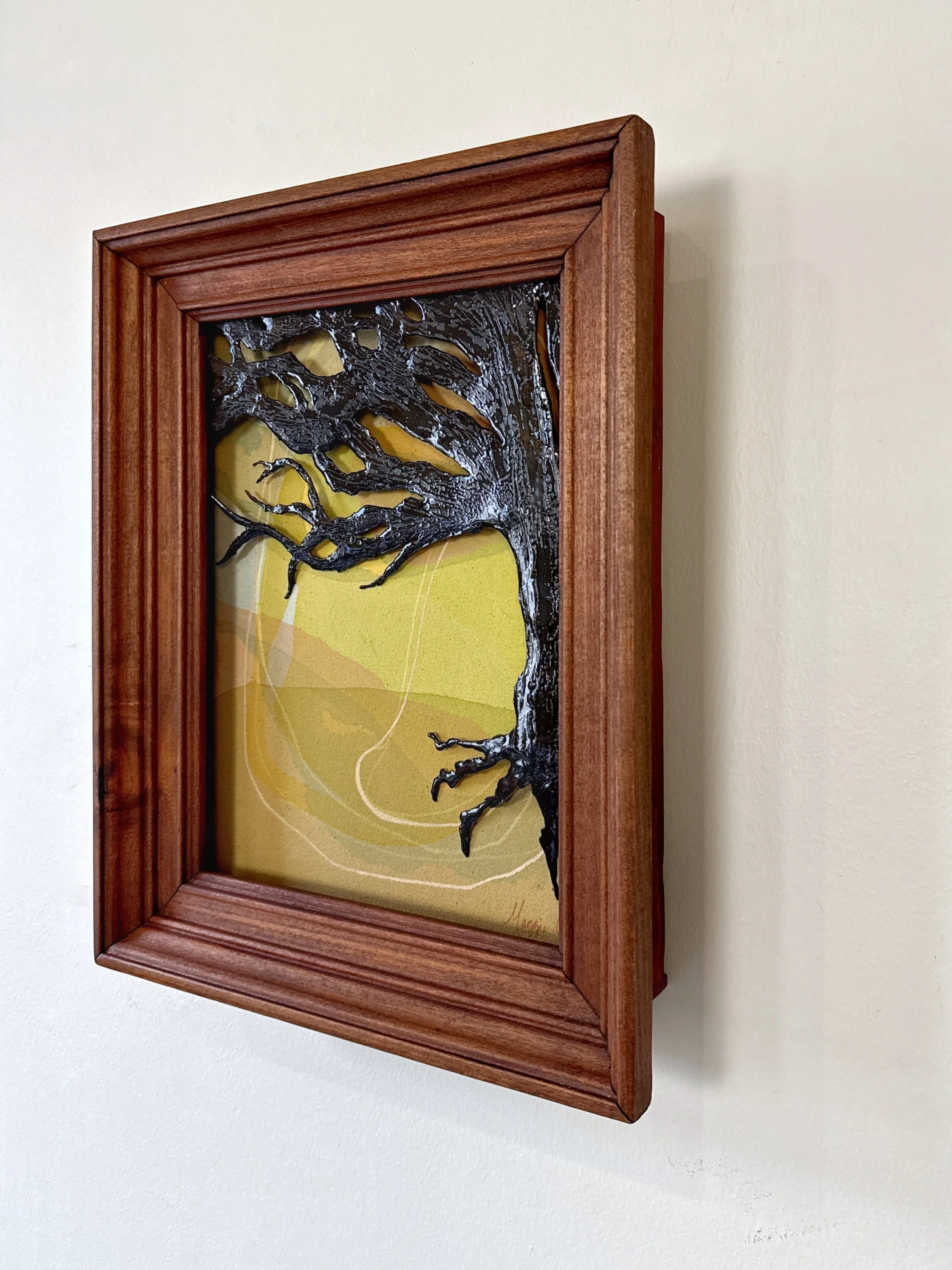 Original 3D mixed media artwork by Maggie Callan. Acrylic paint on canvas with resin-coated paper.