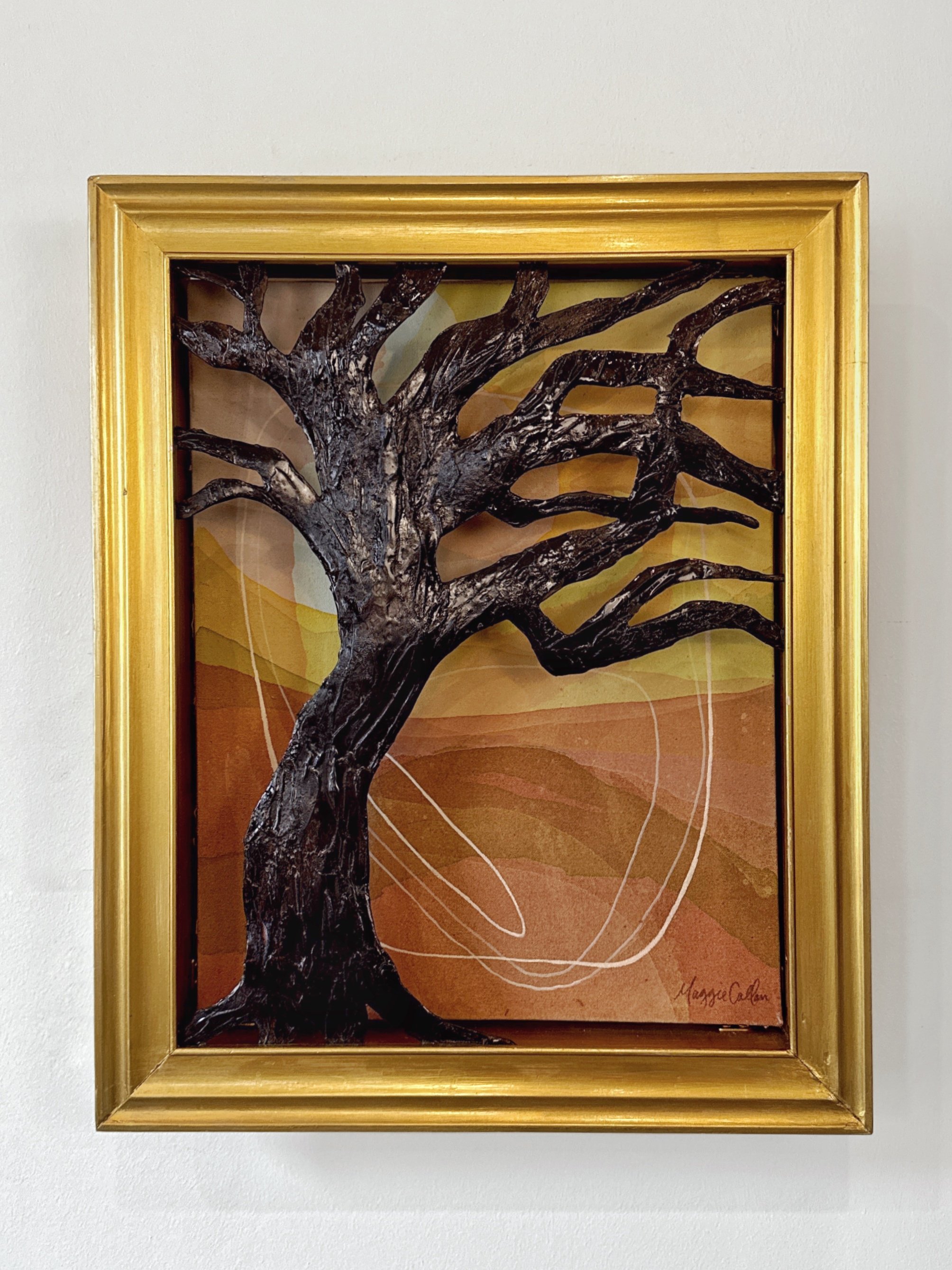 Original 3D mixed media artwork by Maggie Callan. Acrylic paint on canvas with resin-coated paper.