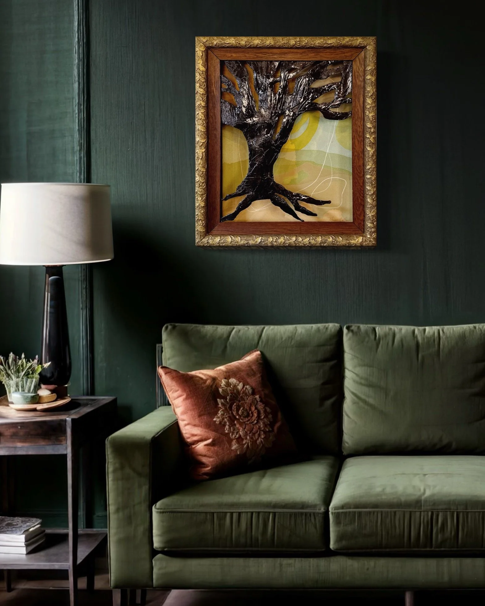 Original 3D mixed media artwork by Maggie Callan. Acrylic paint on canvas with resin-coated paper.