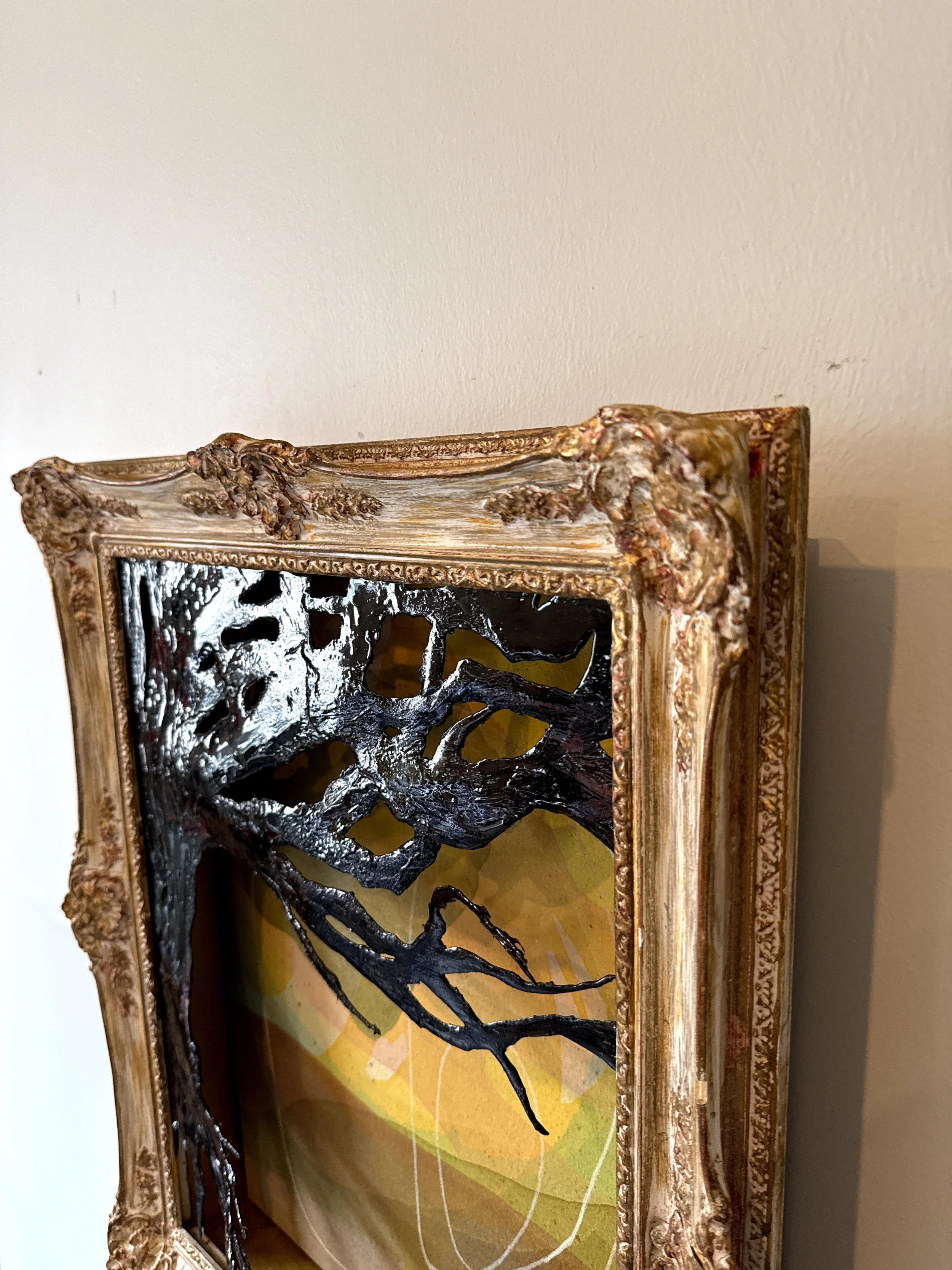 Original 3D mixed media artwork by Maggie Callan. Acrylic paint on canvas with resin-coated paper.
