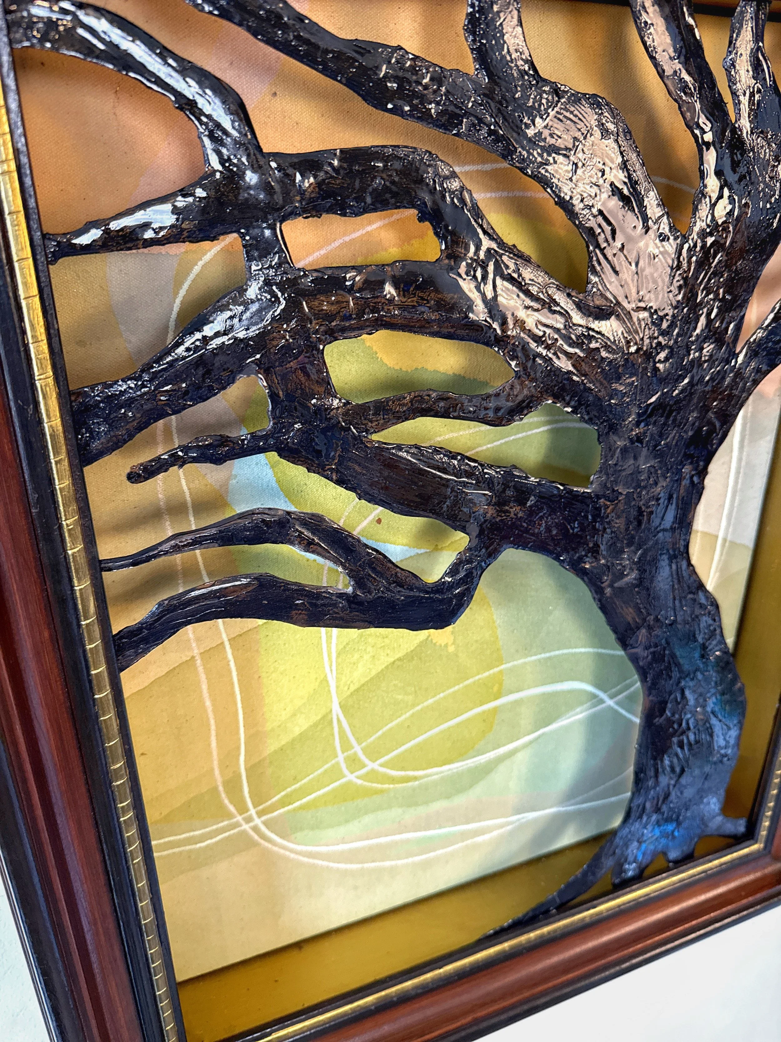 Original 3D mixed media artwork by Maggie Callan. Acrylic paint on canvas with resin-coated paper.