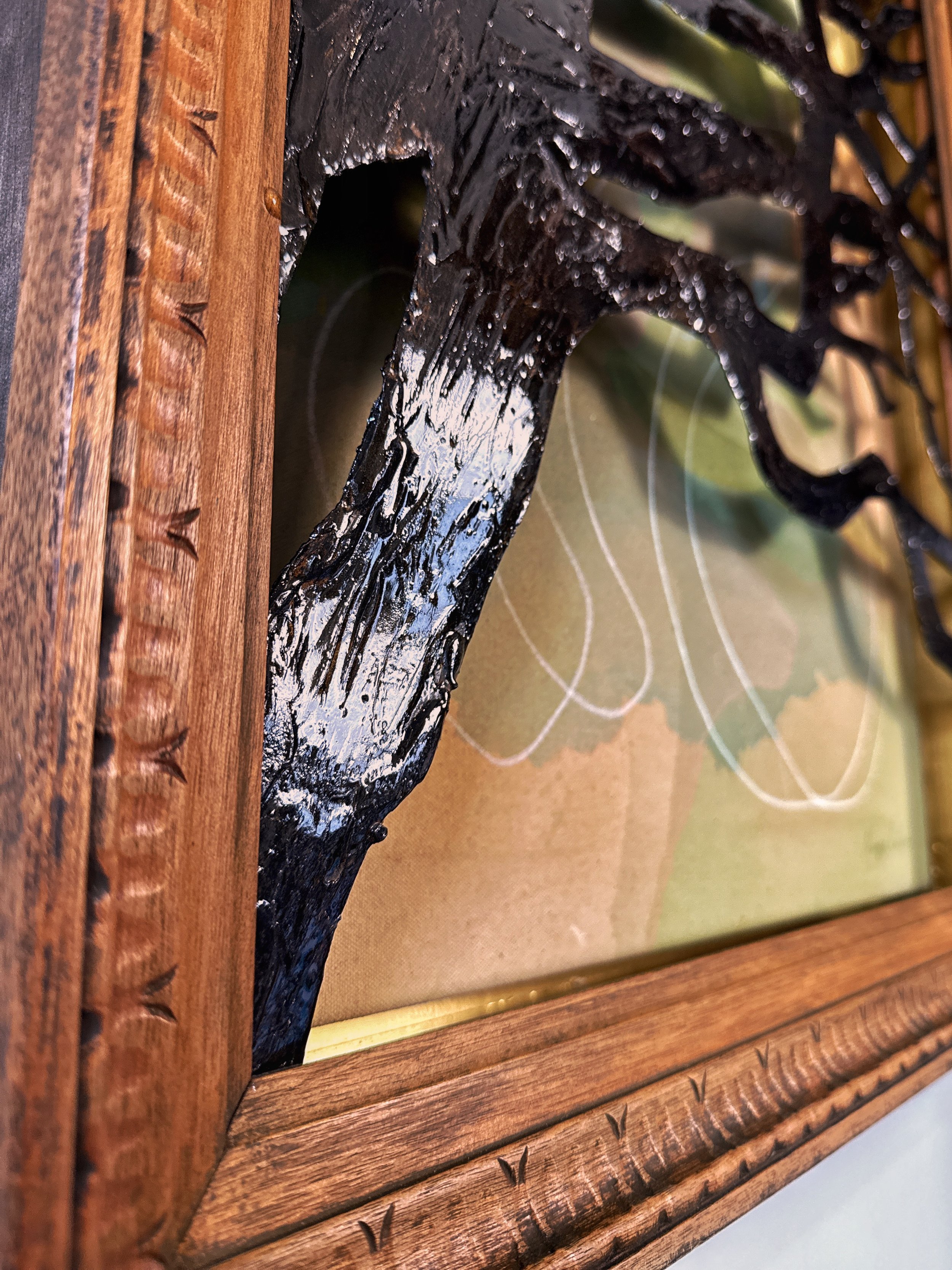 Original 3D mixed media artwork by Maggie Callan. Acrylic paint on canvas with resin-coated paper.