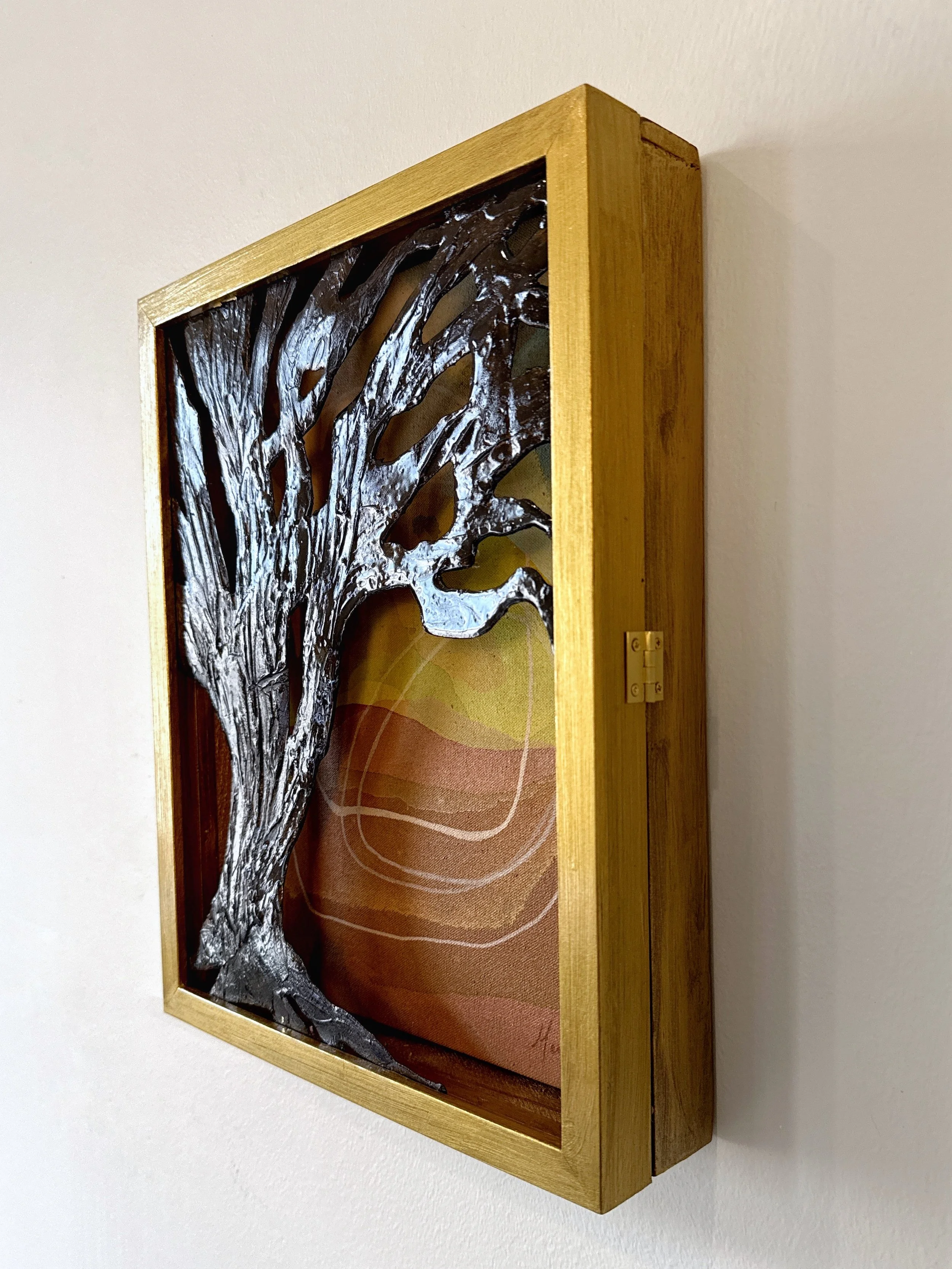 Original 3D mixed media artwork by Maggie Callan. Acrylic paint on canvas with resin-coated paper.