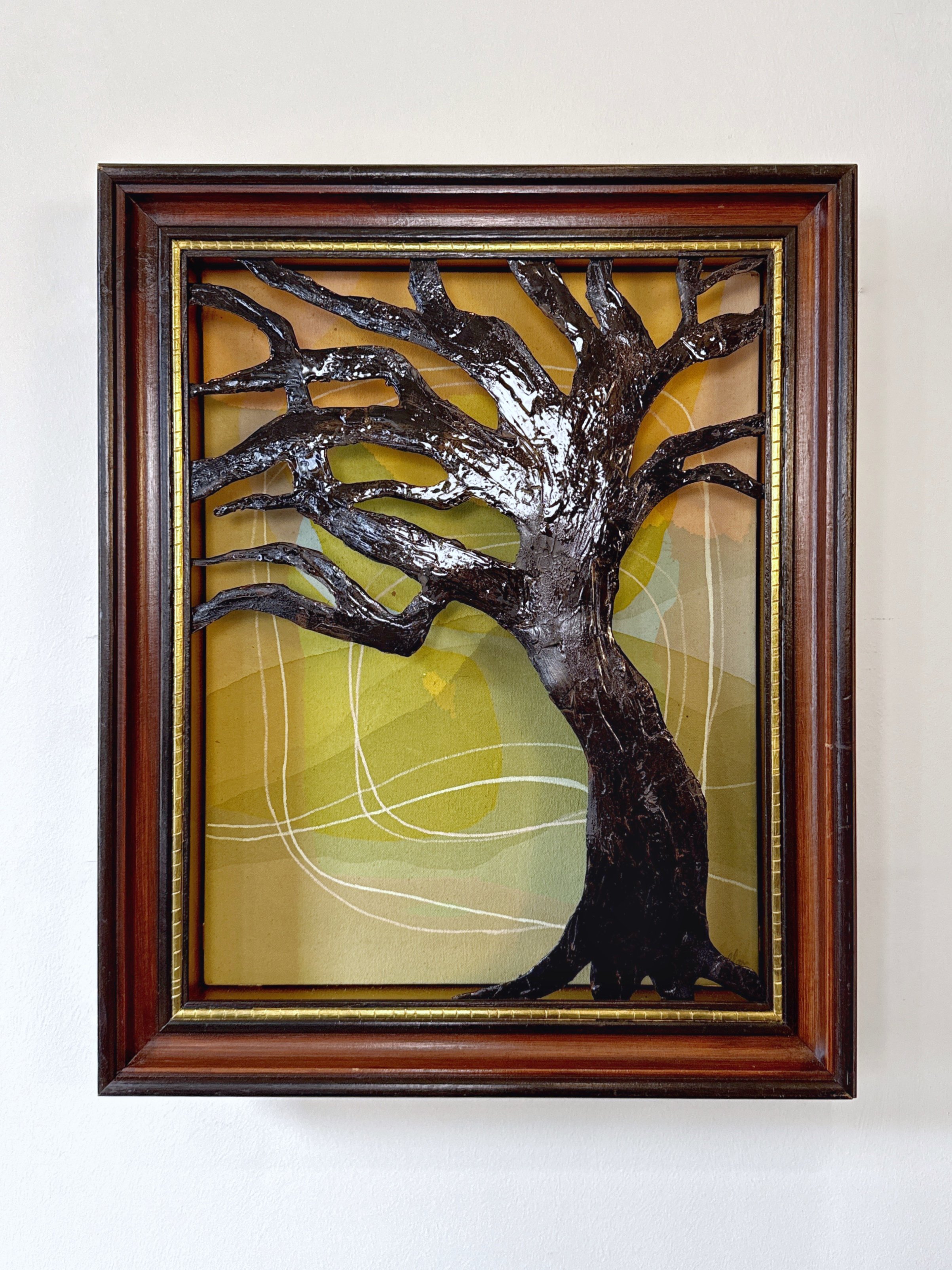 Original 3D mixed media artwork by Maggie Callan. Acrylic paint on canvas with resin-coated paper.