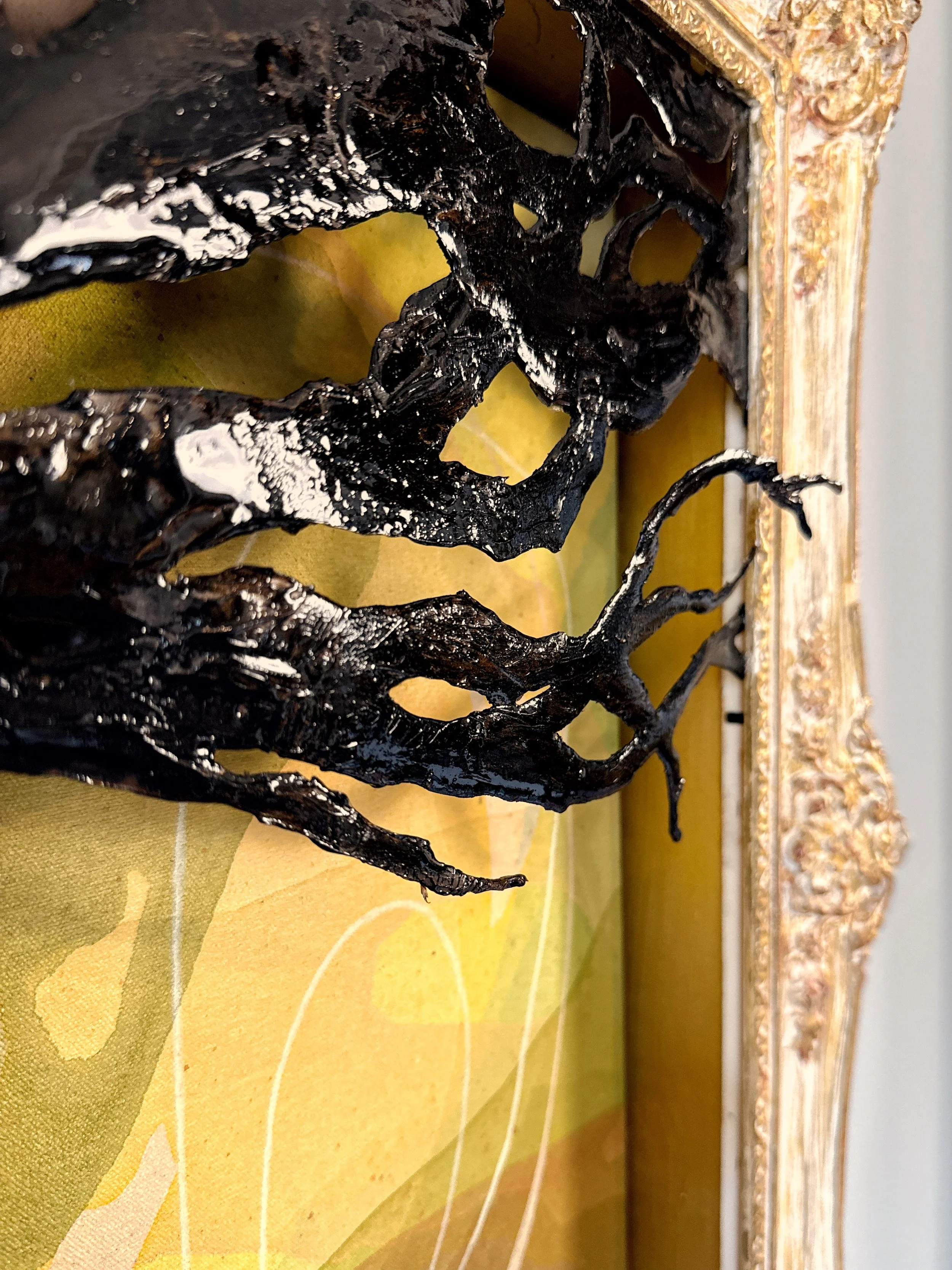 Original 3D mixed media artwork by Maggie Callan. Acrylic paint on canvas with resin-coated paper.