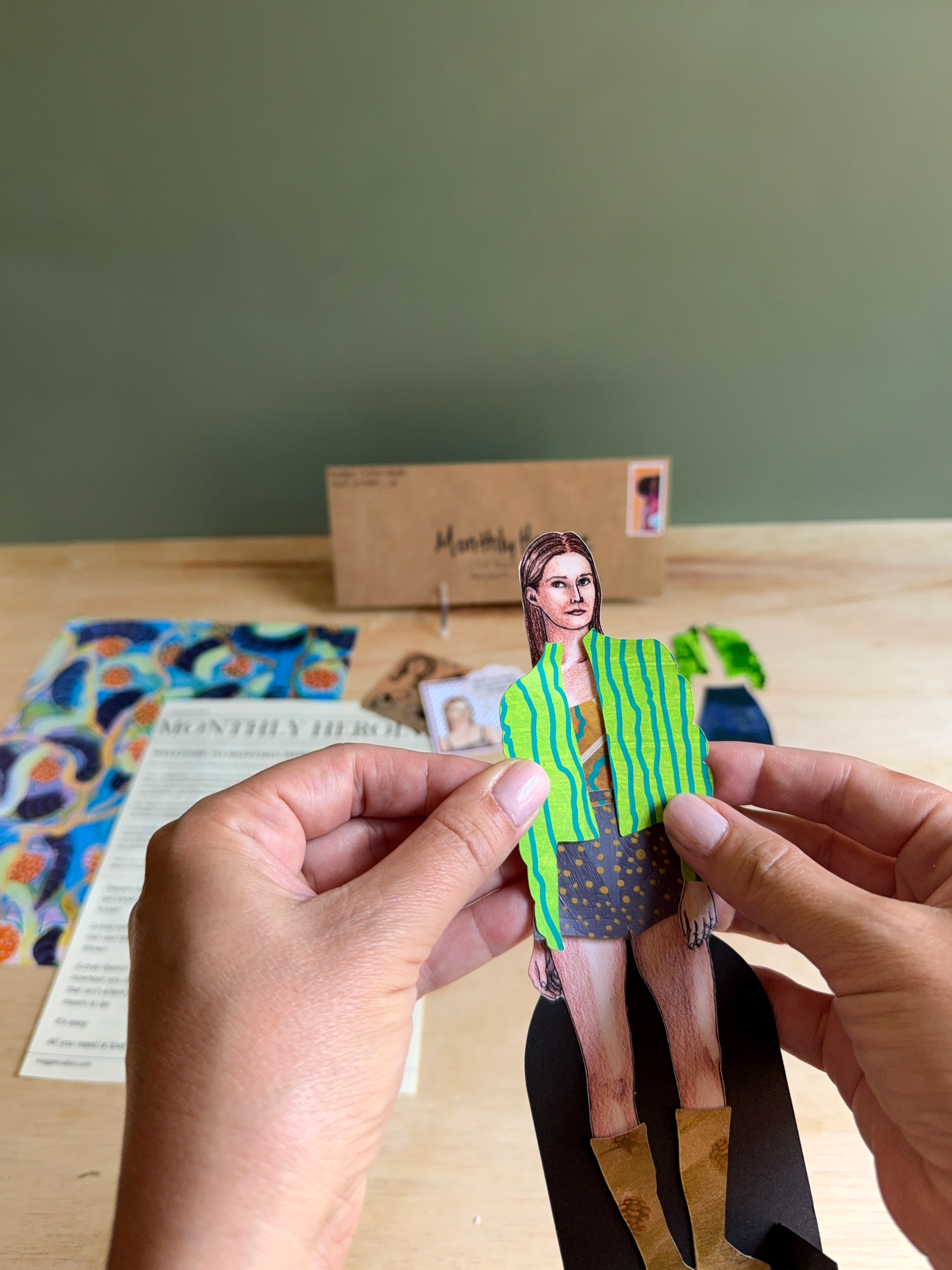 Monthly Heroine paper doll mail club by New Orleans mixed media artist Maggie Callan