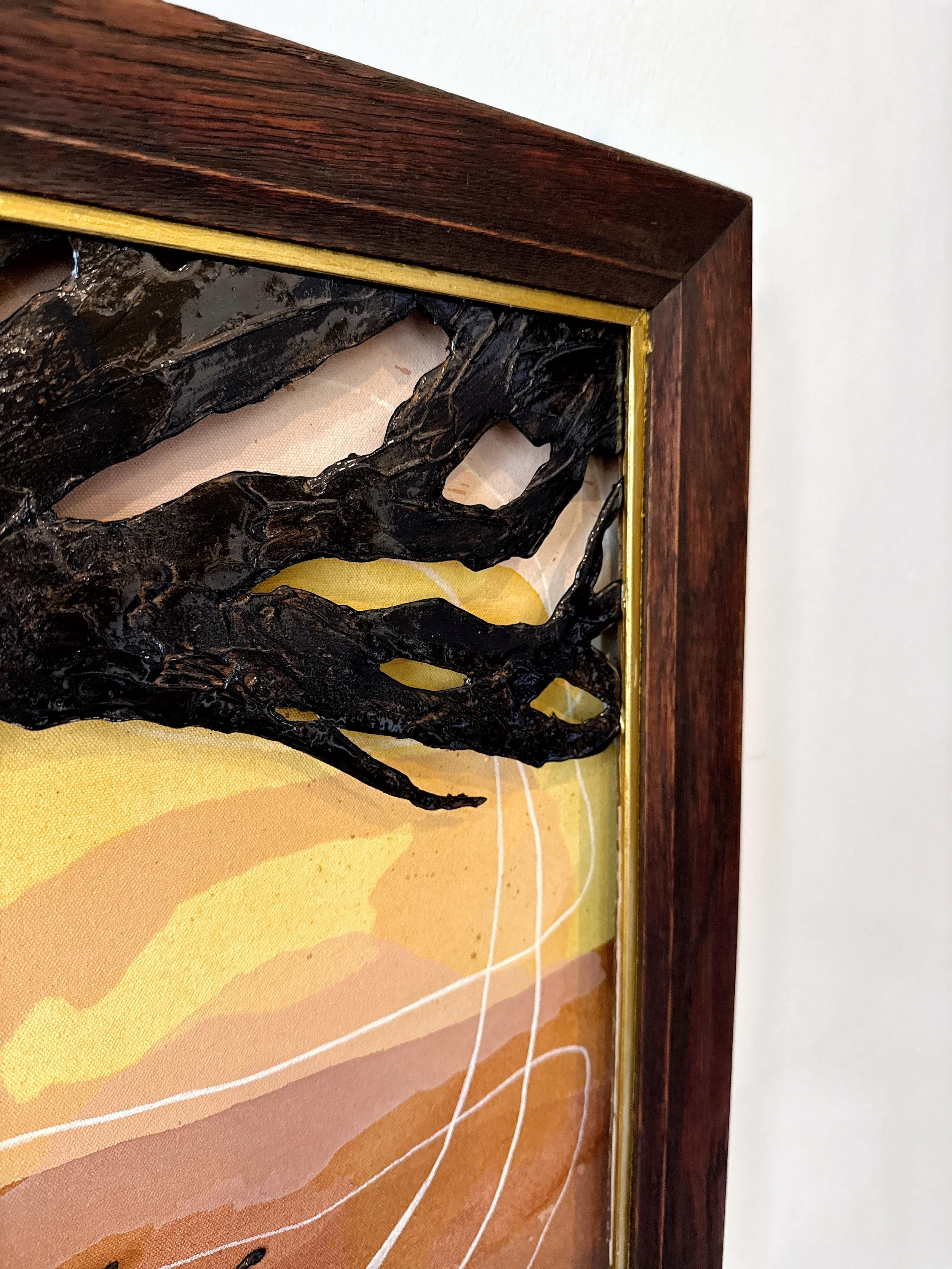 Original 3D mixed media artwork by Maggie Callan. Acrylic paint on canvas with resin-coated paper.