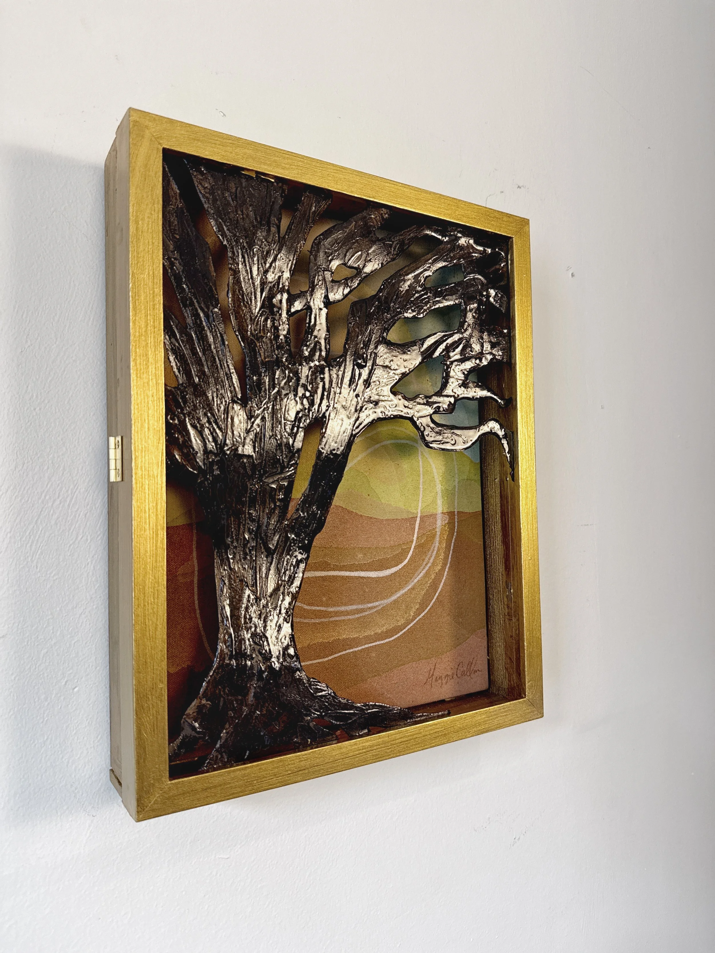 Original 3D mixed media artwork by Maggie Callan. Acrylic paint on canvas with resin-coated paper.