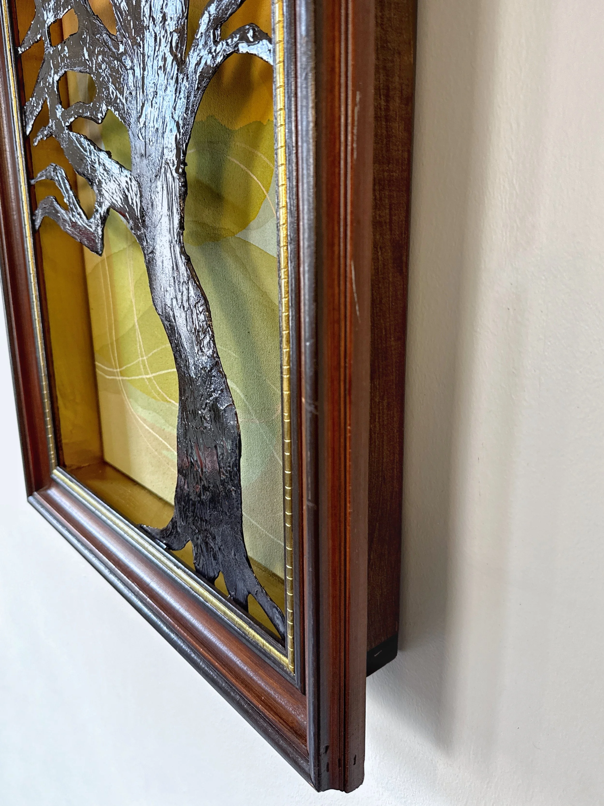 Original 3D mixed media artwork by Maggie Callan. Acrylic paint on canvas with resin-coated paper.