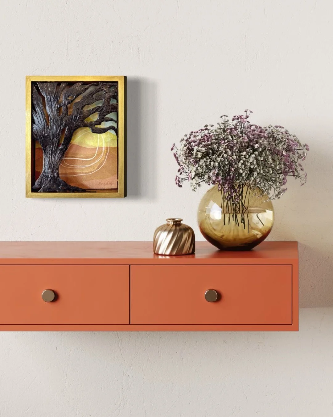 Original 3D mixed media artwork by Maggie Callan. Acrylic paint on canvas with resin-coated paper.