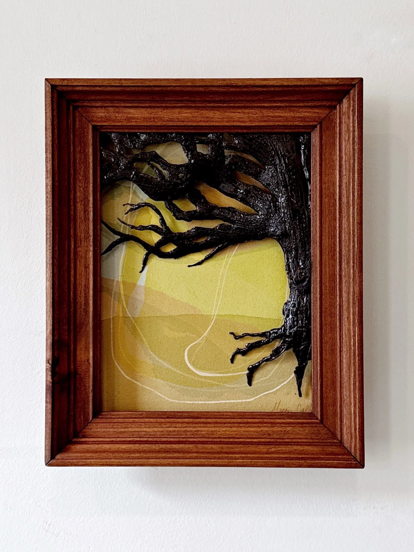 Original 3D mixed media artwork by Maggie Callan. Acrylic paint on canvas with resin-coated paper.