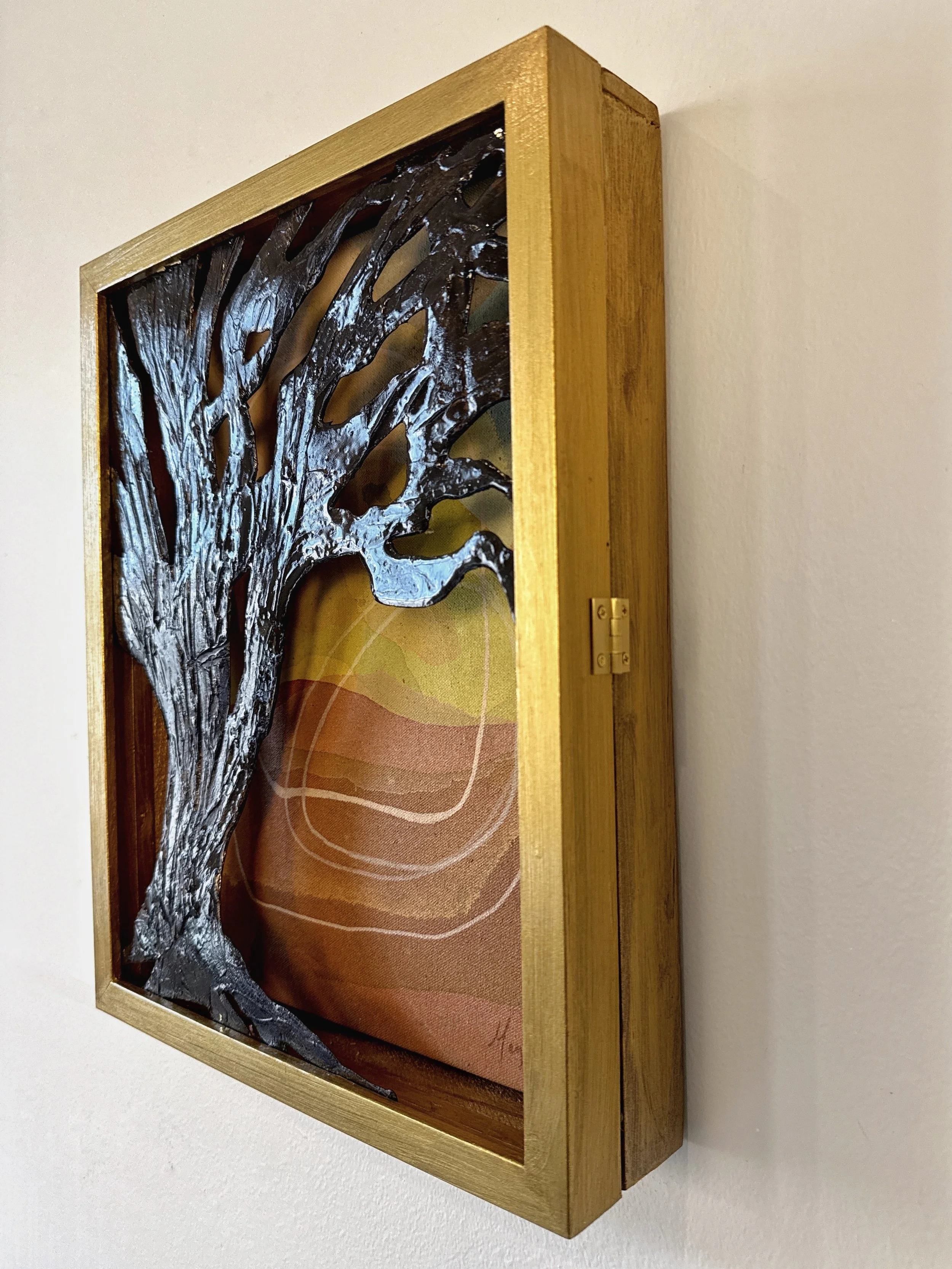 Original 3D mixed media artwork by Maggie Callan. Acrylic paint on canvas with resin-coated paper.