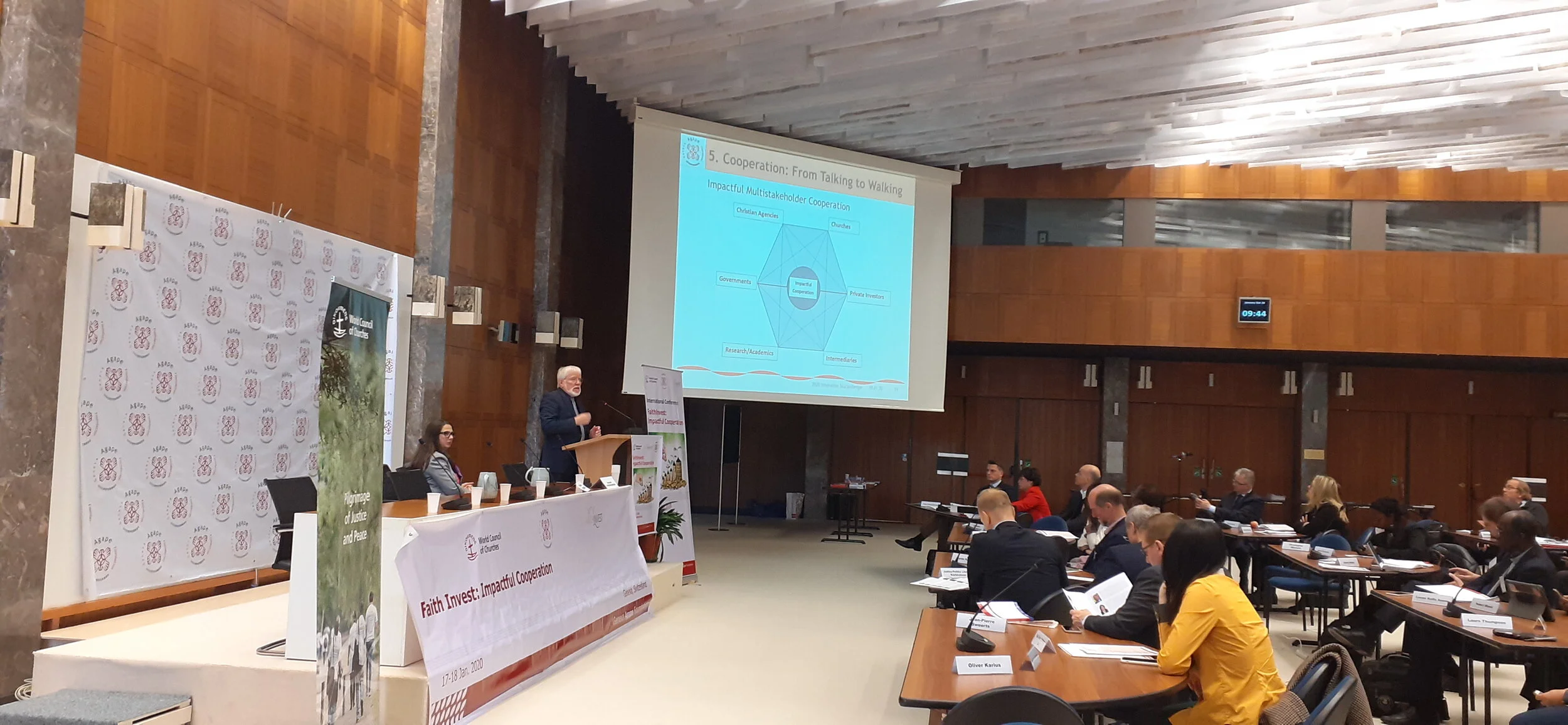 Christof Stuckelberge the CEO of AGAPE foundation and president of Clobethics foundation in his openning speach .jpg