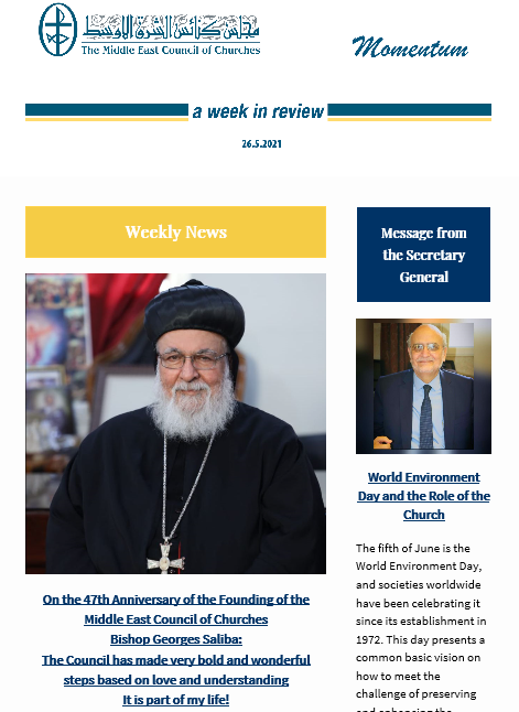 “Momentum”, the Weekly Newsletter from the Middle East Council of Churches