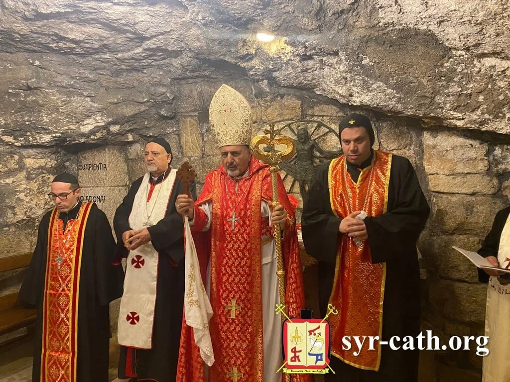 غبطة أبينا البطريرك مار اغناطيوس يوسف الثالث يونان يحتفل بالقدّاس الإلهي في مغارة القدّيس يوسف في كنيسة المهد، بيت لحم