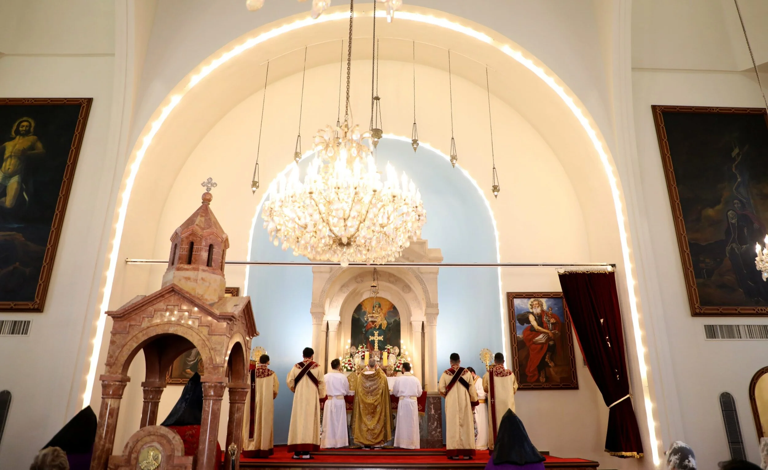 His Holiness Catholicos of Cilicia Aram I presided over the Divine Liturgy for the Feast of Transfiguration at St. Gregory the Illuminator Cathedral in Antelias, Lebanon