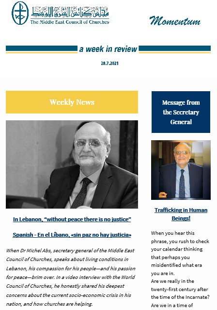 Momentum, the Weekly Newsletter from the Middle East Council of Churches