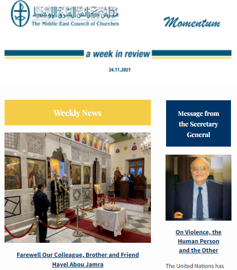 Momentum, the Weekly Newsletter from the Middle East Council of Churches