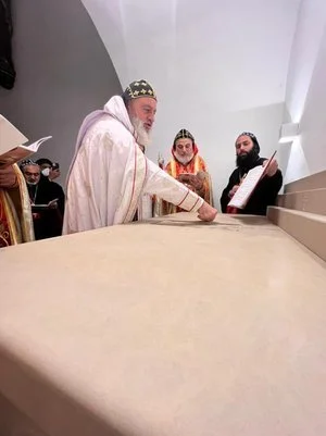 His Holiness Patriarch Mor Ignatius Aphrem II Consecrated the Altar of Mor Jacob of Saroug  - Warburg