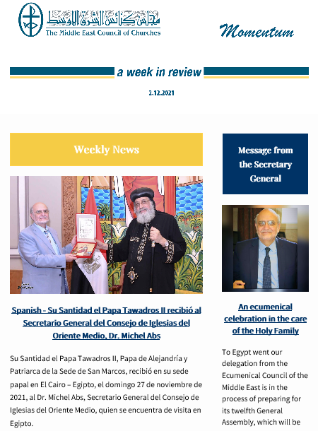 Momentum, the Weekly Newsletter from the Middle East Council of Churches