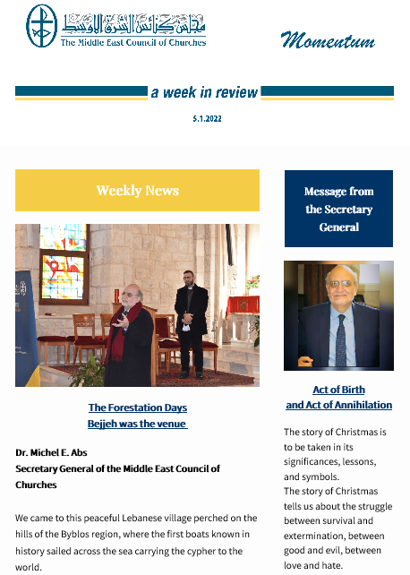 Momentum, the Weekly Newsletter from the Middle East Council of Churches