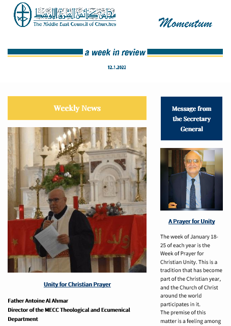 Momentum, the Weekly Newsletter from the Middle East Council of Churches