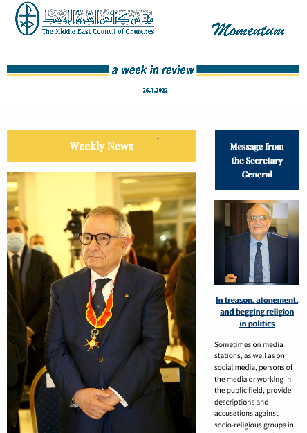 Momentum, the Weekly Newsletter from the Middle East Council of Churches