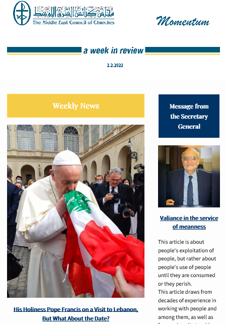 Momentum, the Weekly Newsletter from the Middle East Council of Churches