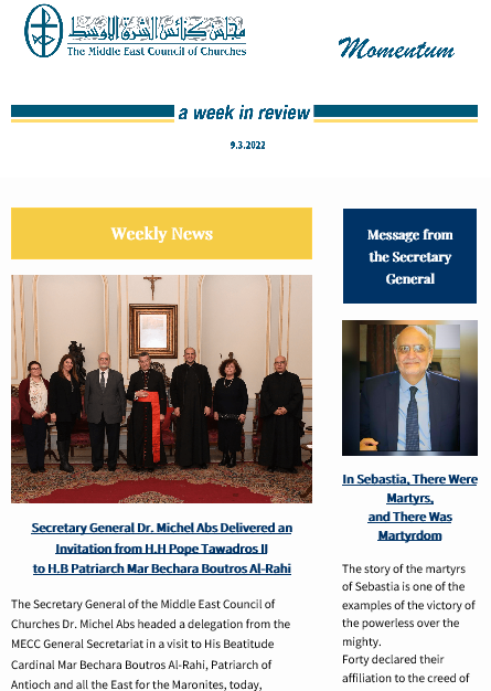 Momentum, the Weekly Newsletter from the Middle East Council of Churches