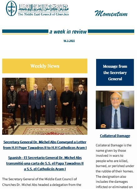 Momentum, the Weekly Newsletter from the Middle East Council of Churches