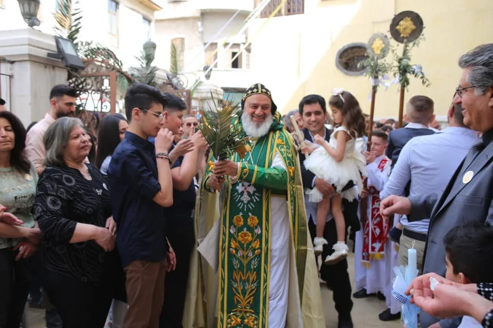 His Holiness Patriarch Mor Ignatius Aphrem II Celebrated the Holy Qurobo on the Occasion of Palms Sunday in Bab Touma