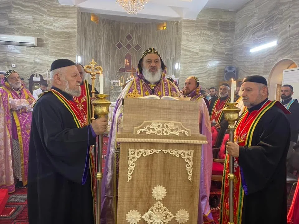 His Holiness Patriarch Mor Ignatius Aphrem II Celebrated the Holy Qurobo at Mor Zakay Church in Merky