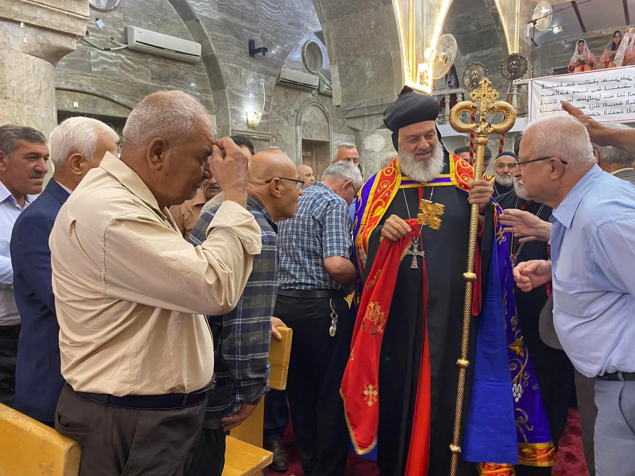 His Holiness Patriarch Mor Ignatius Aphrem II celebrated the Holy Qurobo at St. George Church in Bahzani