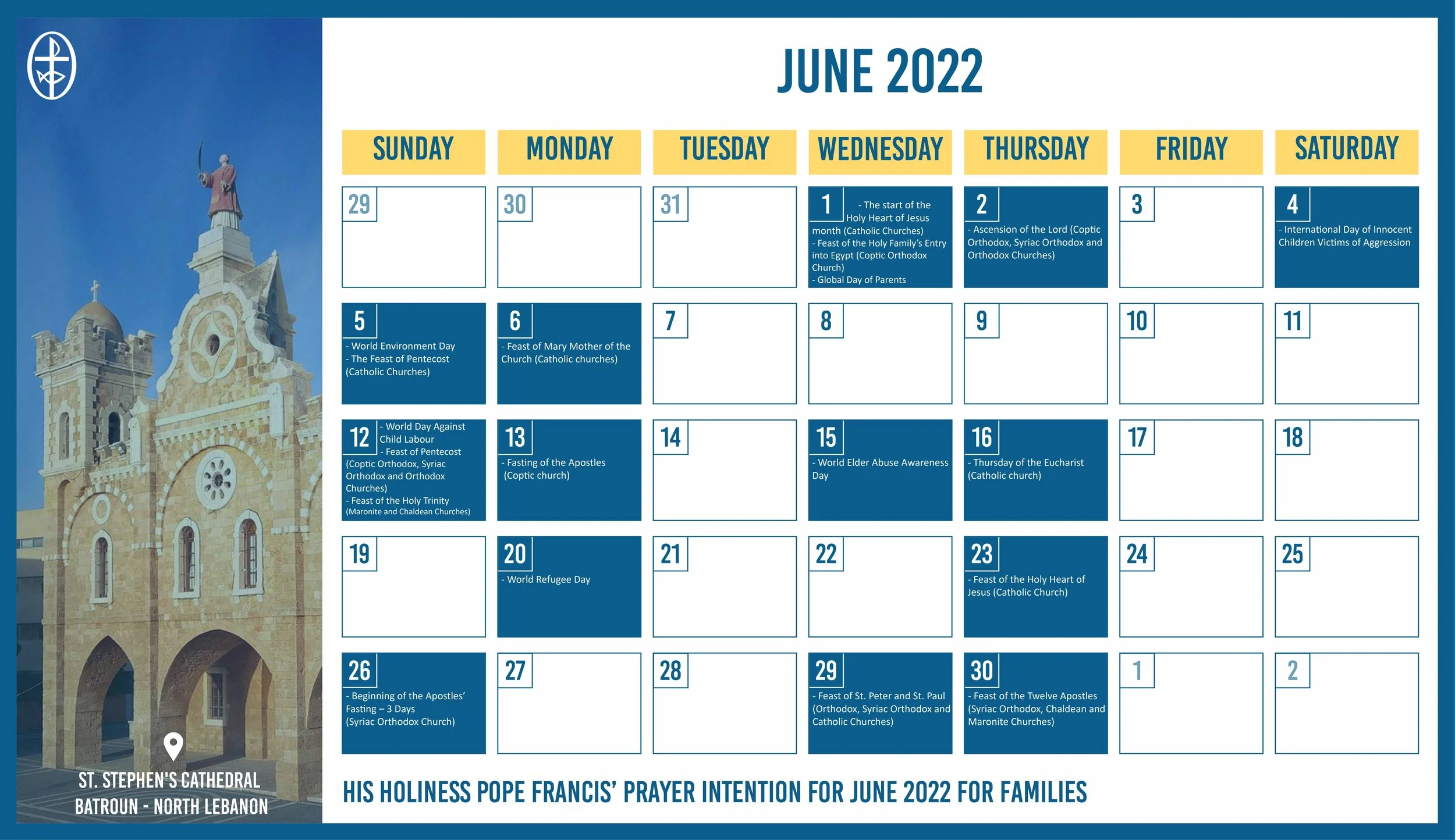 The Middle East Council of Churches Issues the Ecumenical Calendar for June 2022