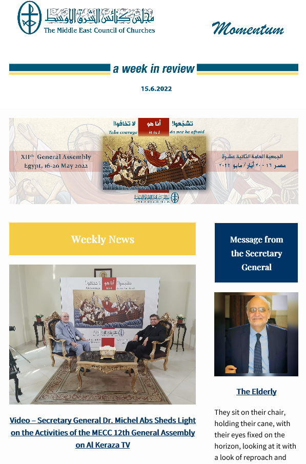 Momentum, the Weekly Newsletter from the Middle East Council of Churches