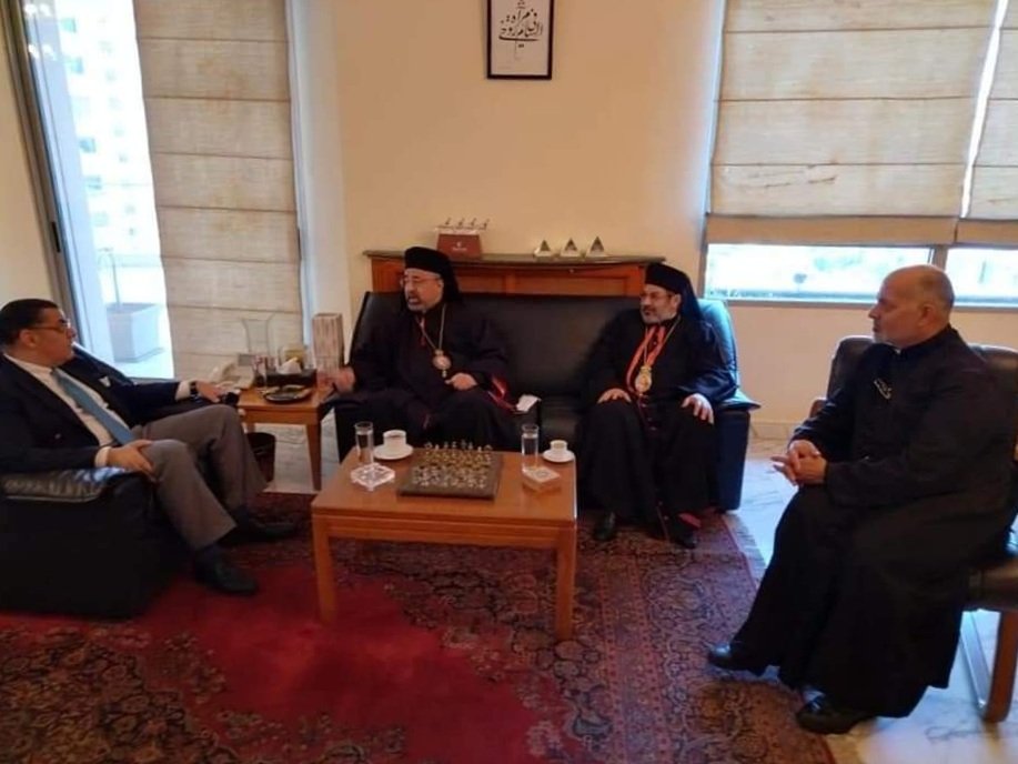 غبطة الأنبا البطريرك إبراهيم إسحق والأنبا توما حبيب يزوران سفير جمهوريّة مصر العربيّة بلبنان