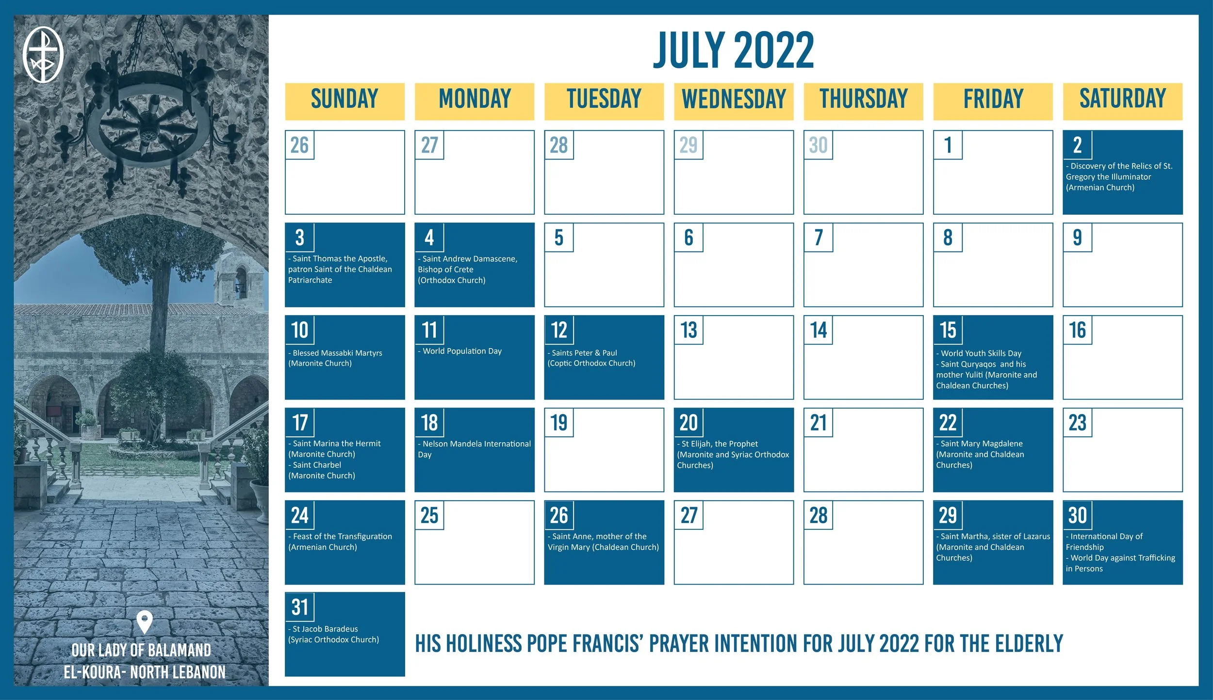 The Middle East Council of Churches Issues the Ecumenical Calendar for July 2022